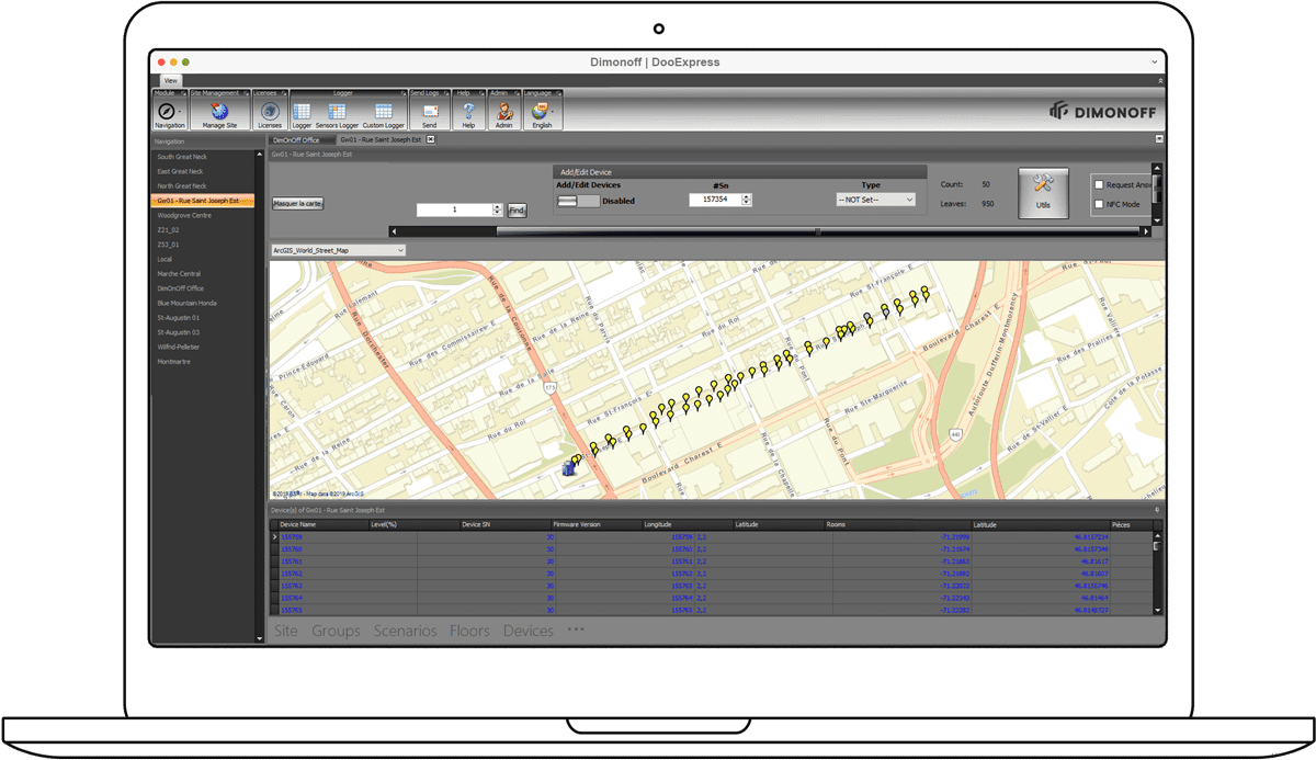 DOO Express IoT platform map interface by Dimonoff